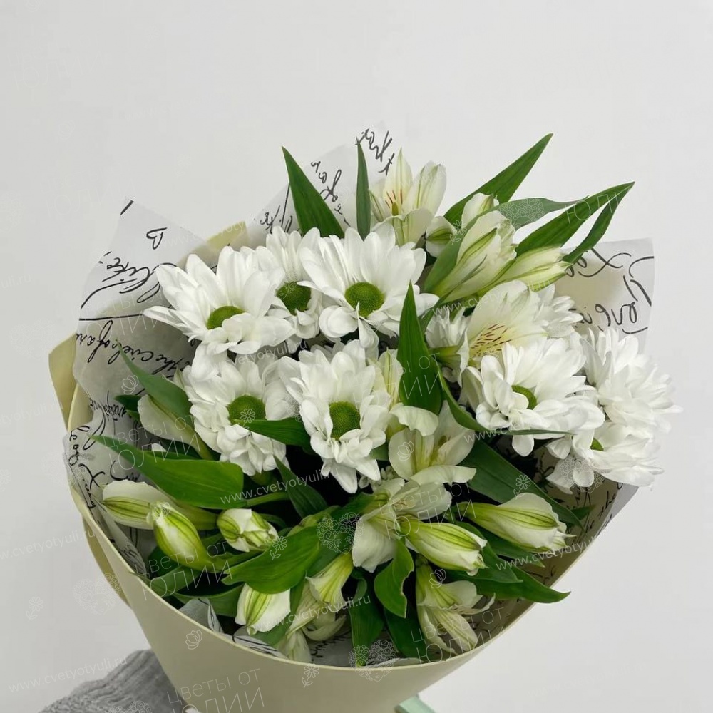 Букет из хризантем и альстромерий "Нежность"