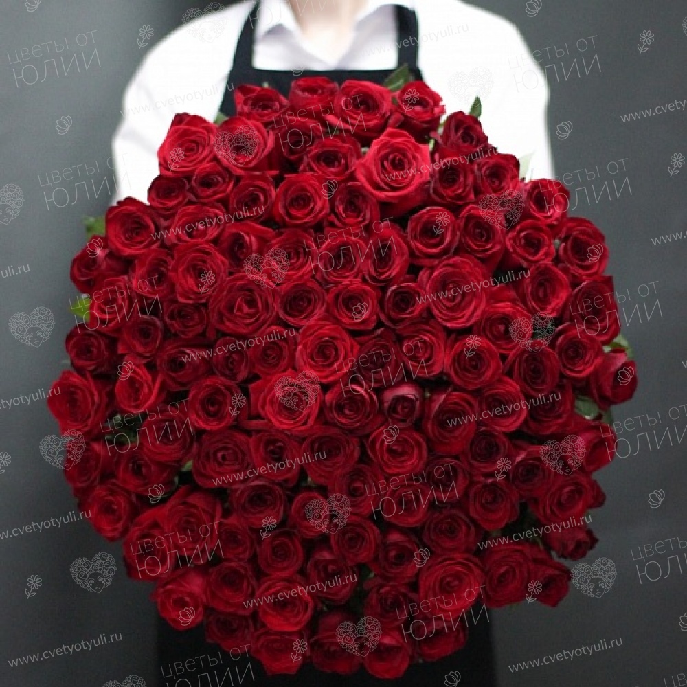 Букет 101 красная роза 80 см