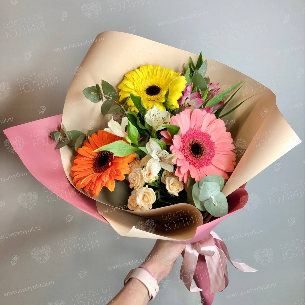 Букет гербер и роз Загадка