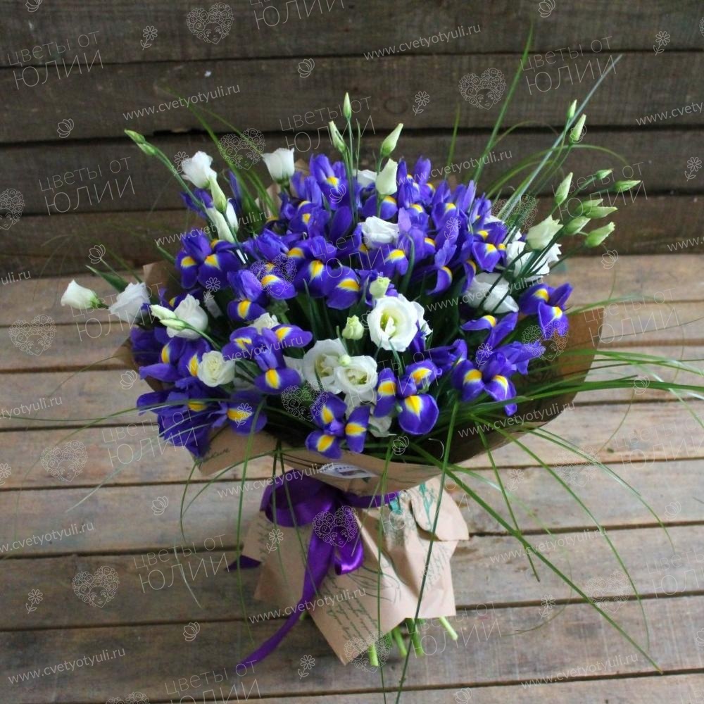 Букет Ирисы с эустомой