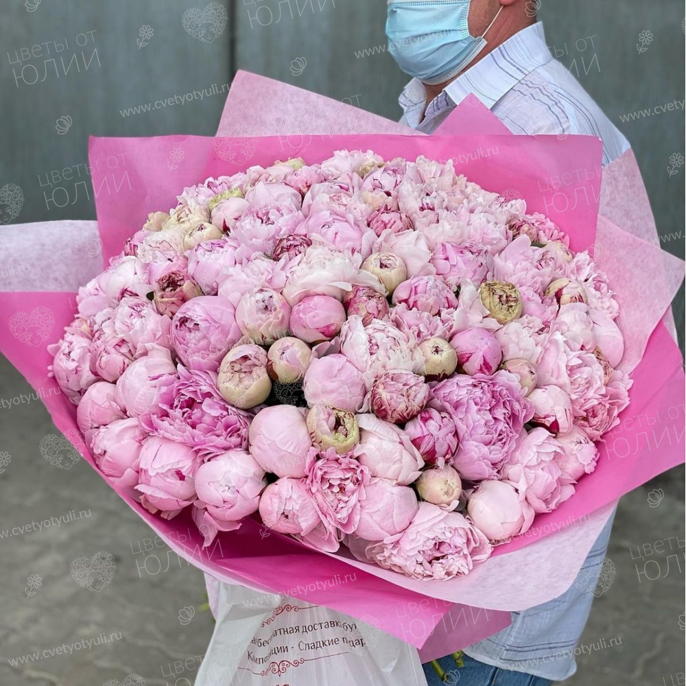 Букет из 101 пиона Анис