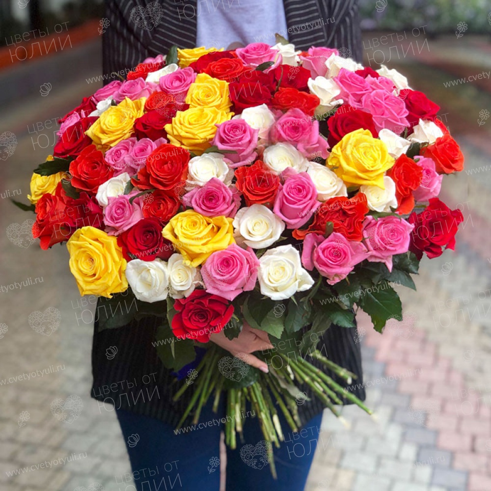 Букет из 101 розы микс 50 см