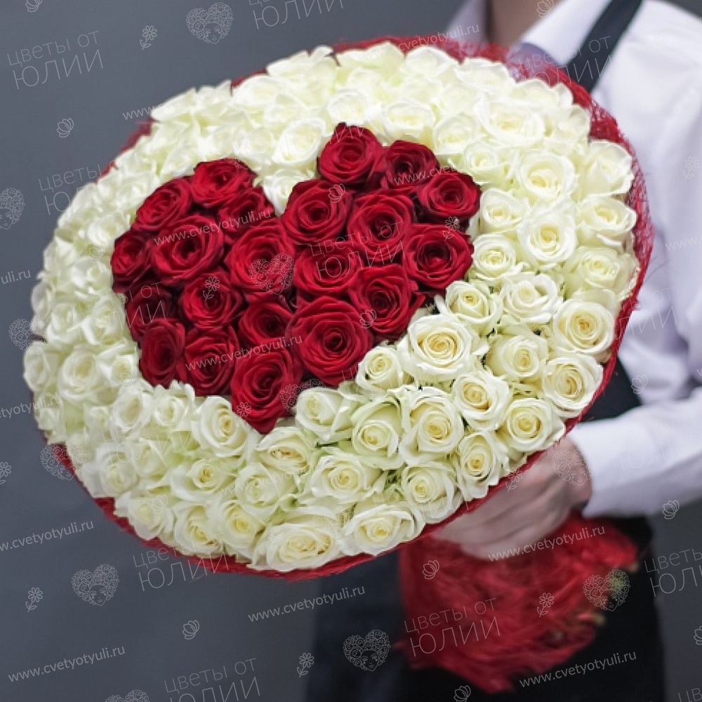Букет из 101 розы  Мое сердце-тебе!