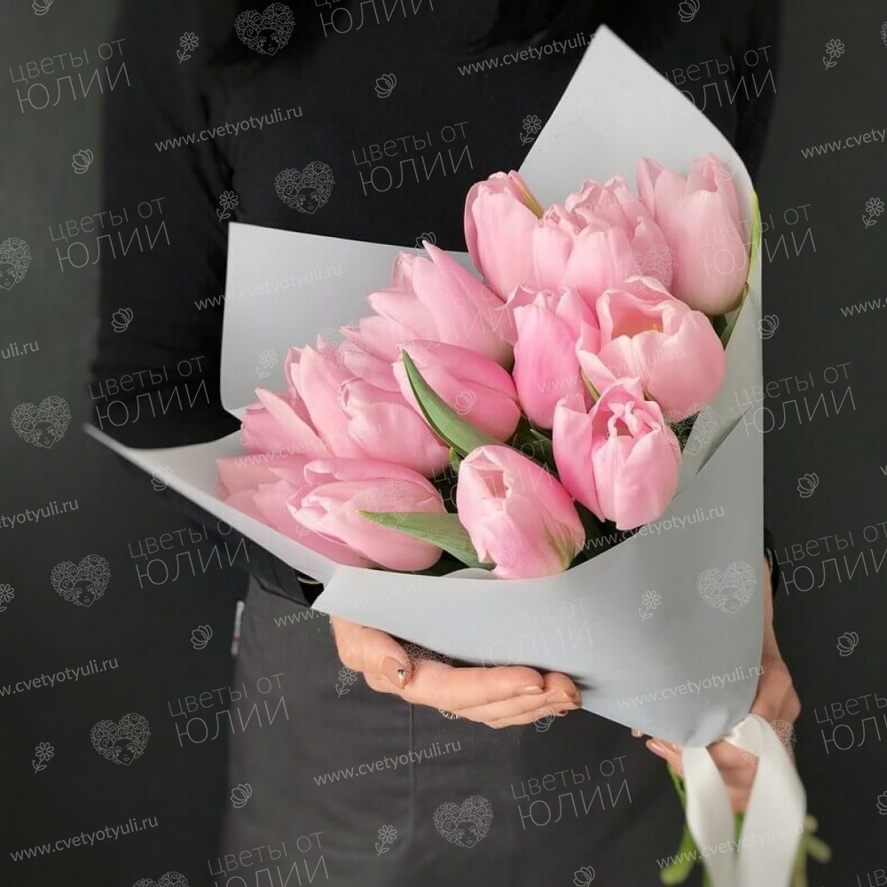 Букет из 15 розовых тюльпанов