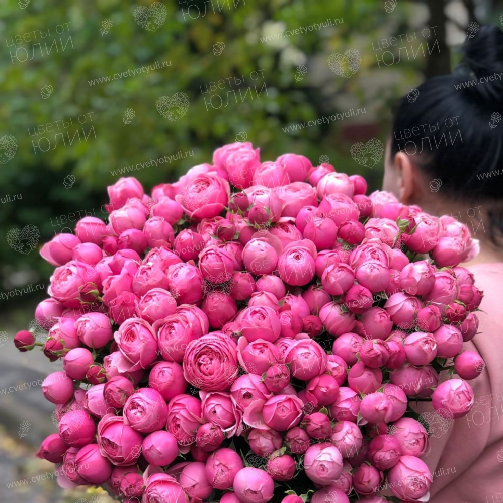 Букет из 51 кустовой пионовидной розы