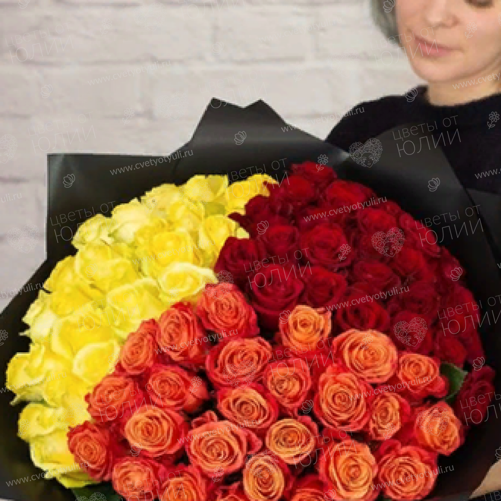 Букет из 75 роз Тройной вкус