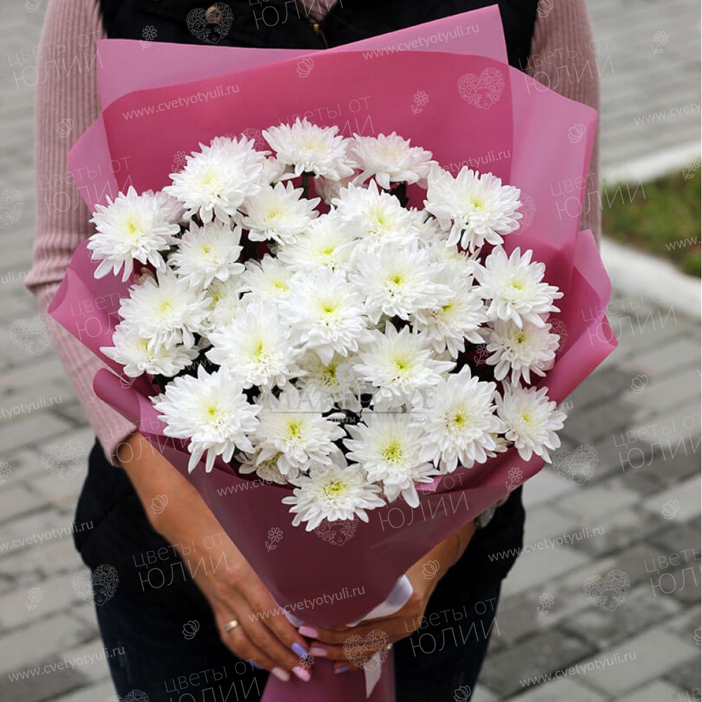 Букет из 9 хризантем Снежинка