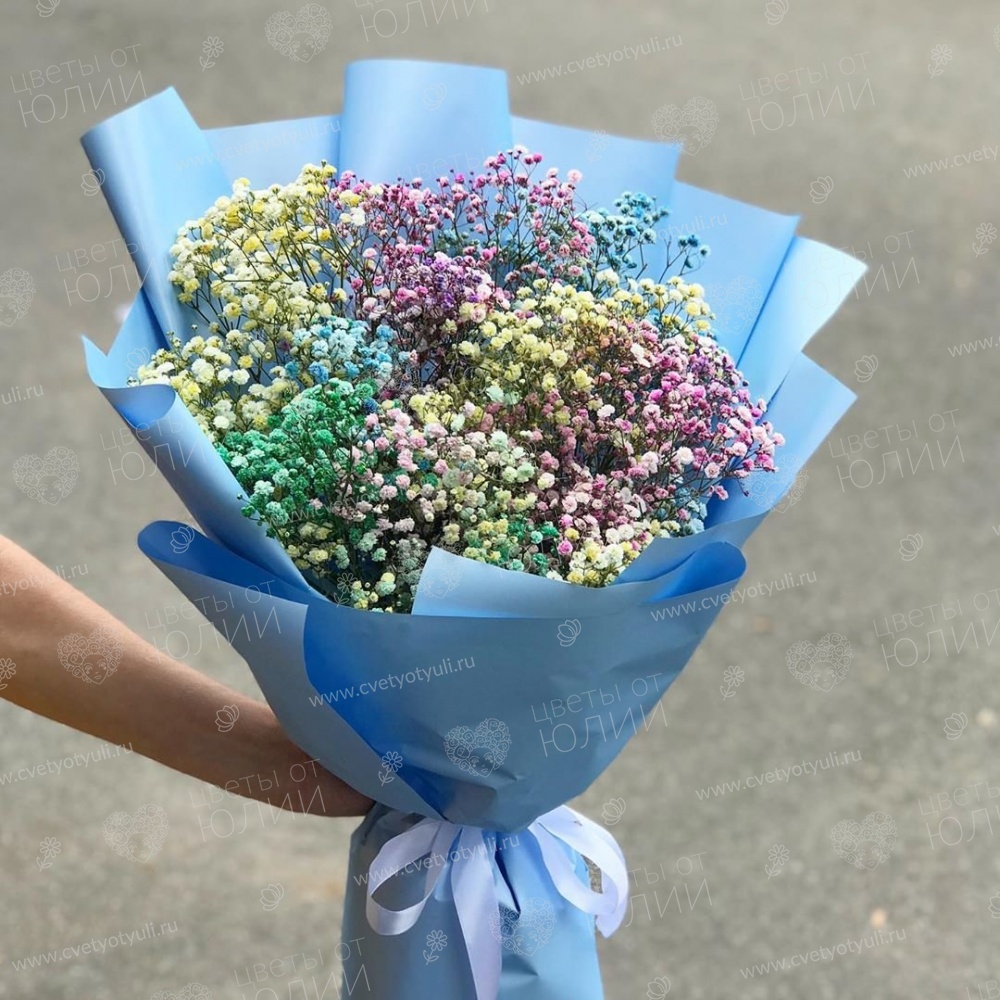 Букет из 9 радужных гипсофил