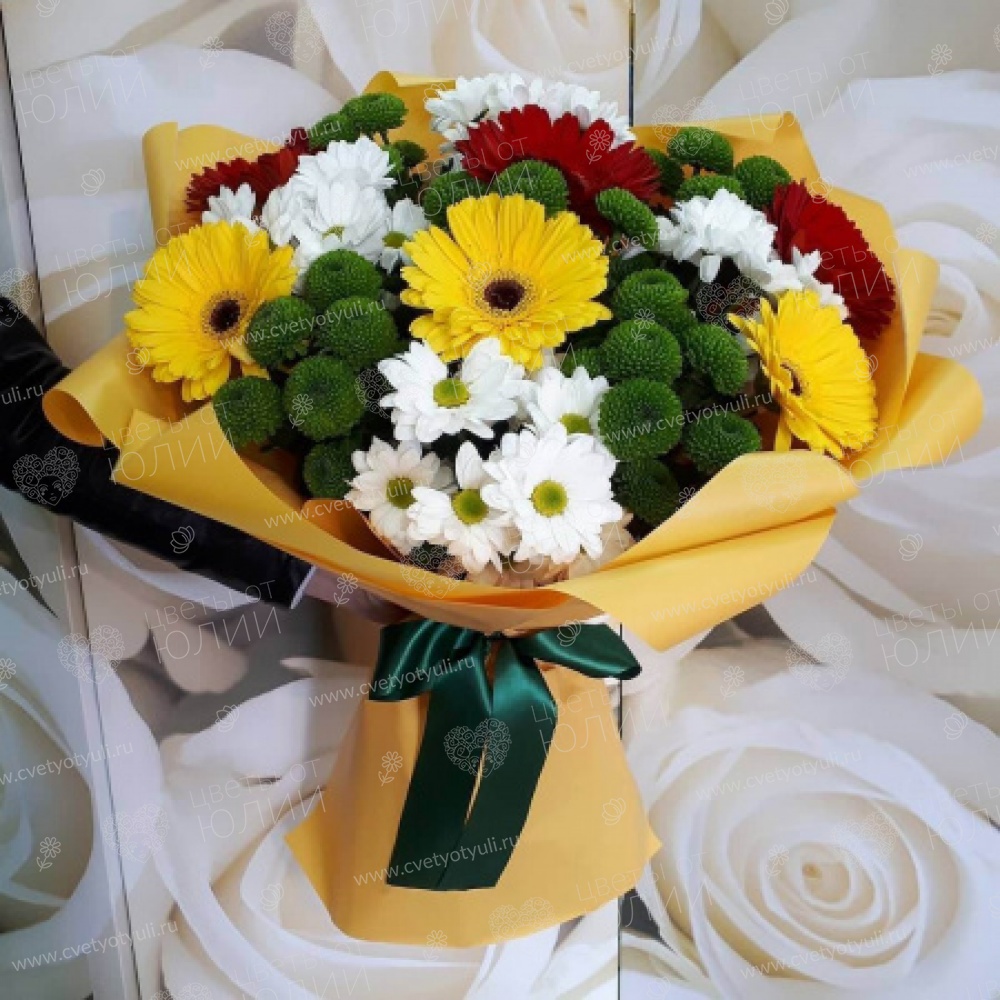 Букет из гербер и хризантем Вечная любовь