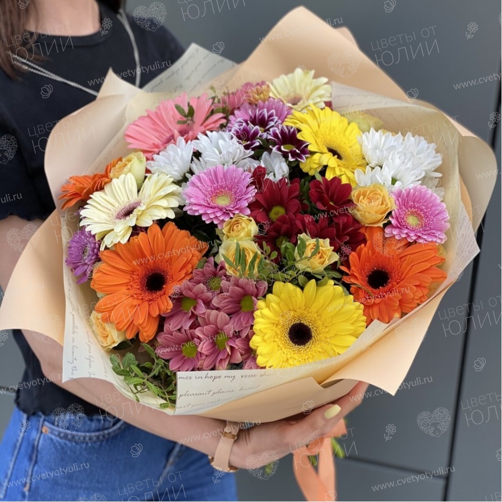 Букет из гербер и хризантем Касандра