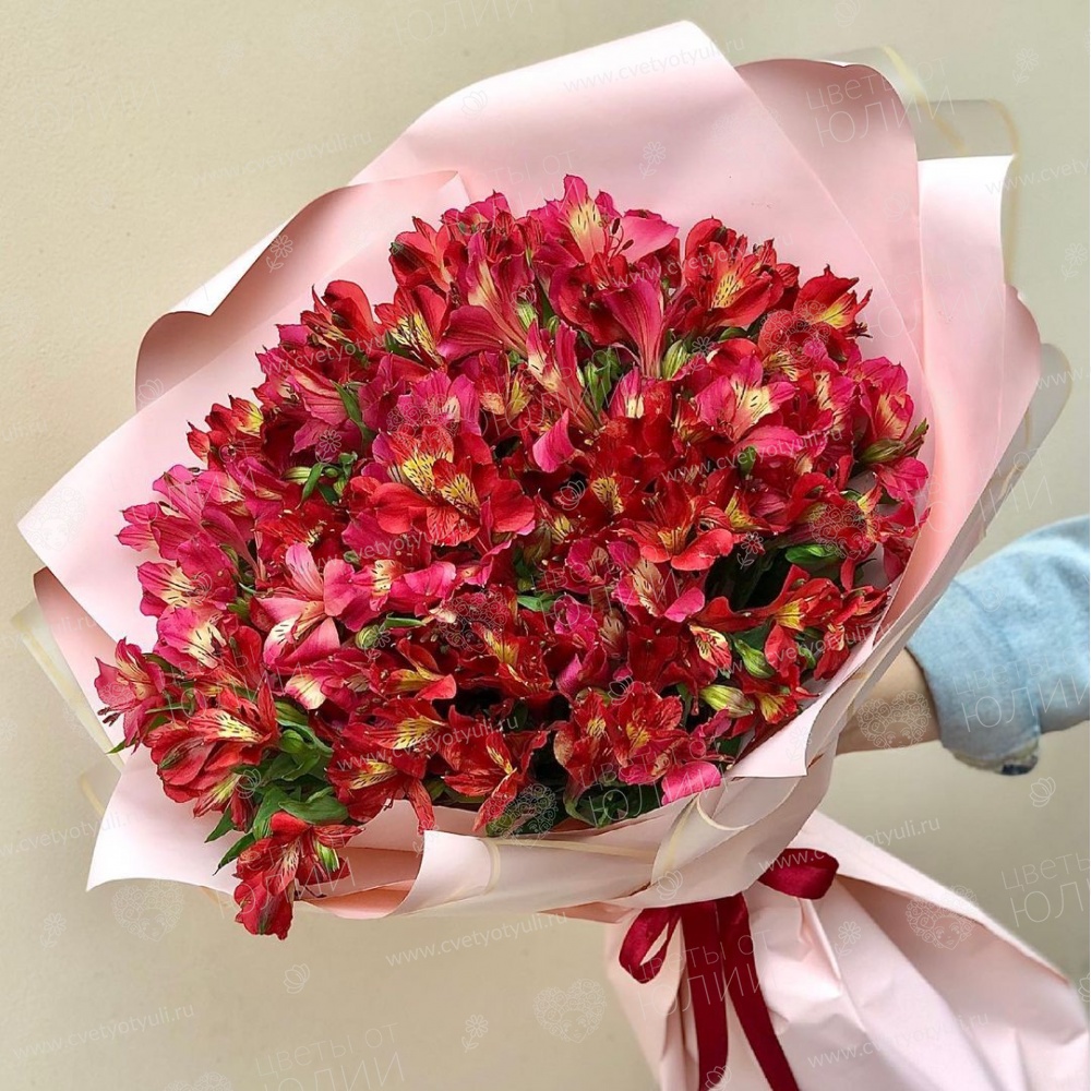 Букет из красных альстромерий Клеопатра