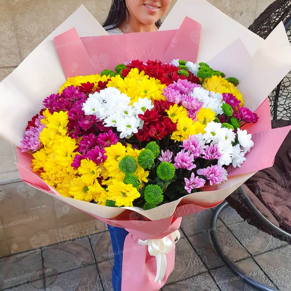 Букет из кустовых хризантем Без слов