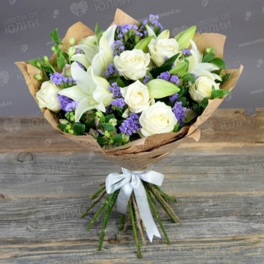 Букет из лилий и роз Белый омут