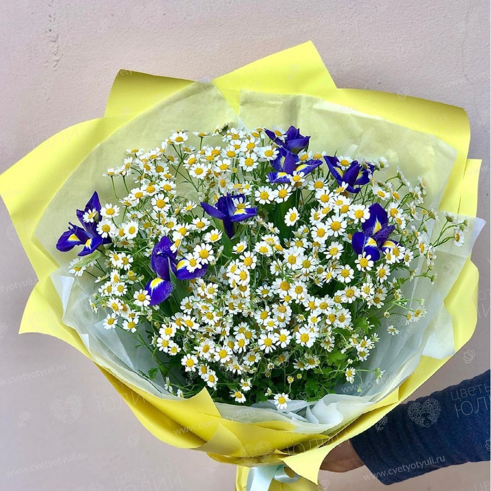 Букет из ромашек и ирисов Дафна