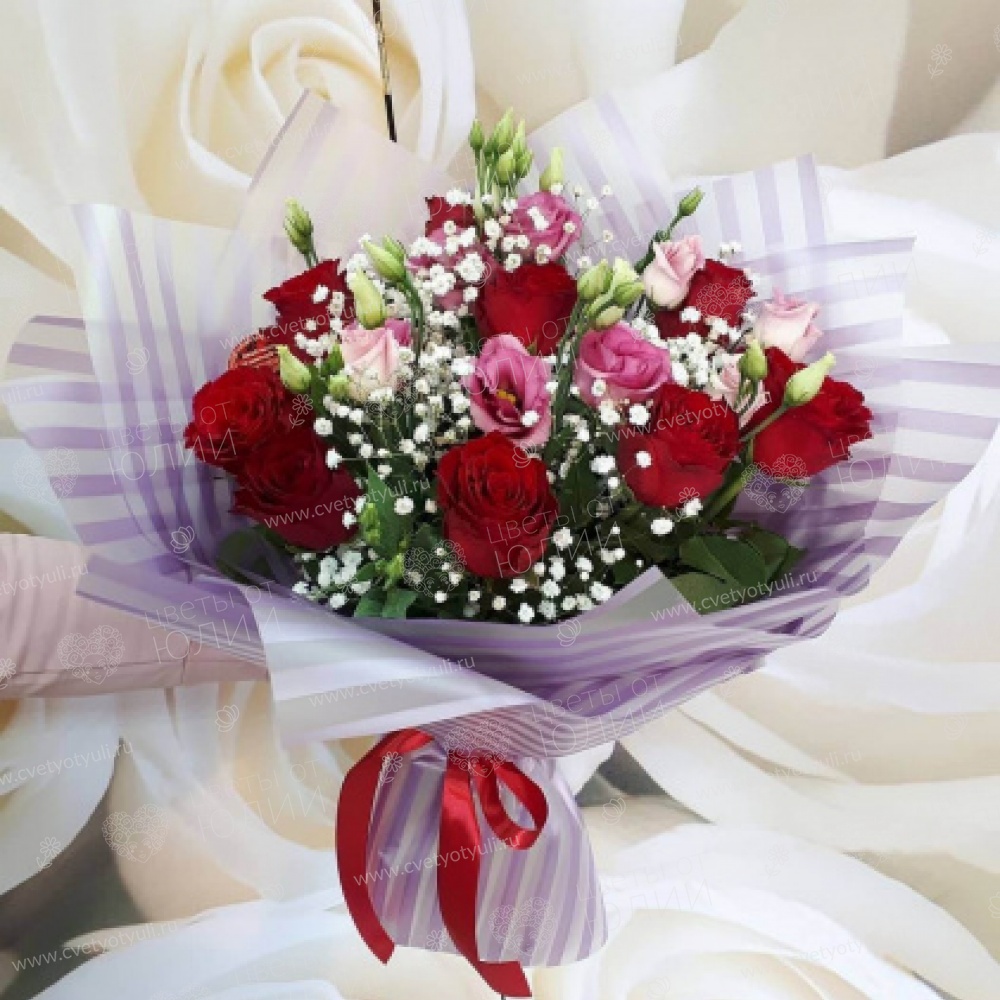Букет из роз и эустом Вероничка