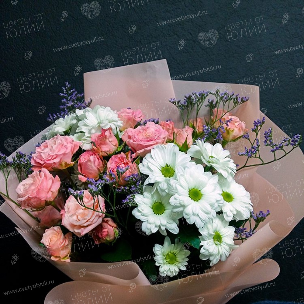 Букет из роз и хризантем Амато