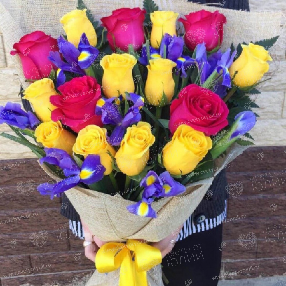 Букет из роз и ирисов Чувственный