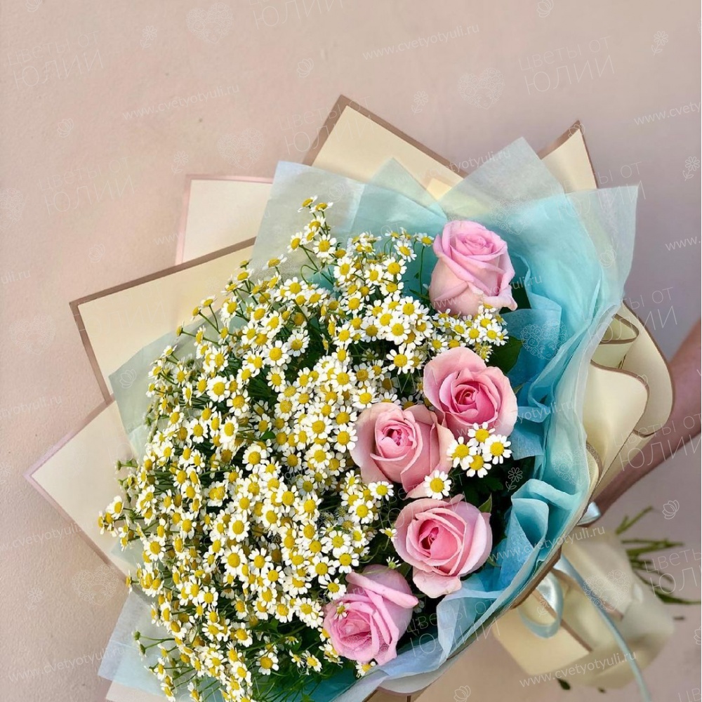 Букет из роз и ромашек Велерия