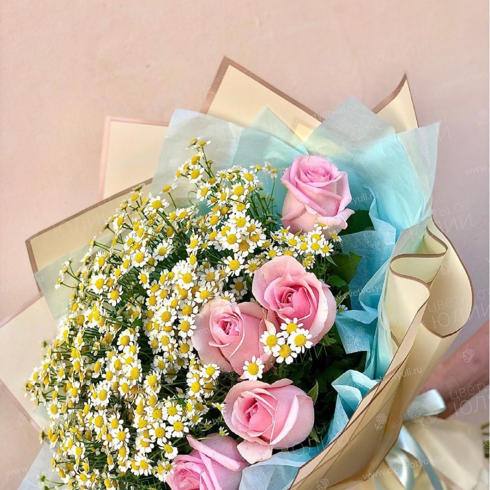 Букет из роз и ромашек Велерия