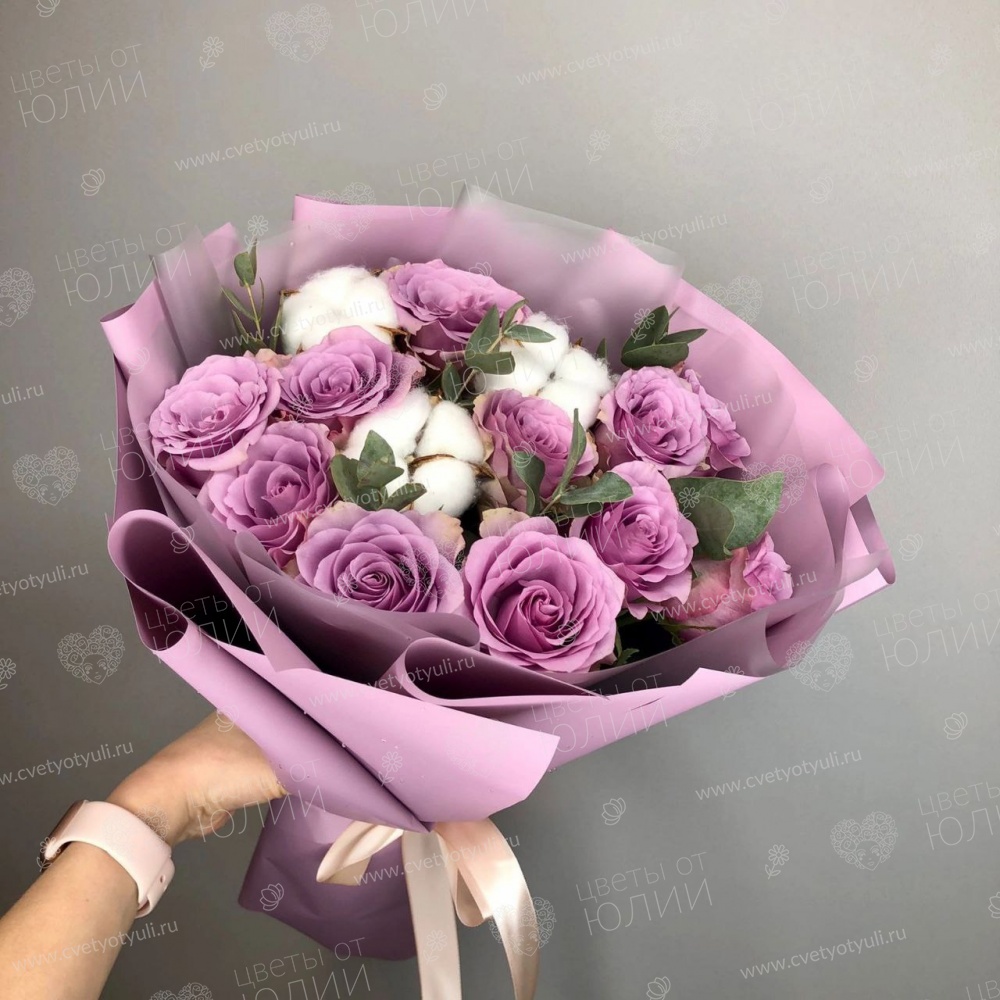 Букет нежные розочки с хлопком