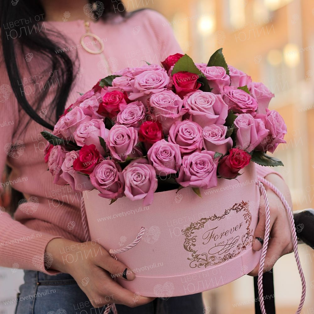 Коробка из 51 розы Карамель