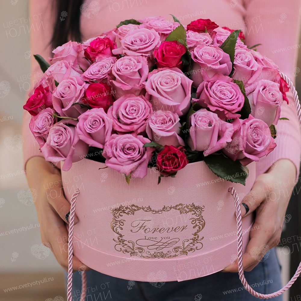 Коробка из 51 розы Карамель