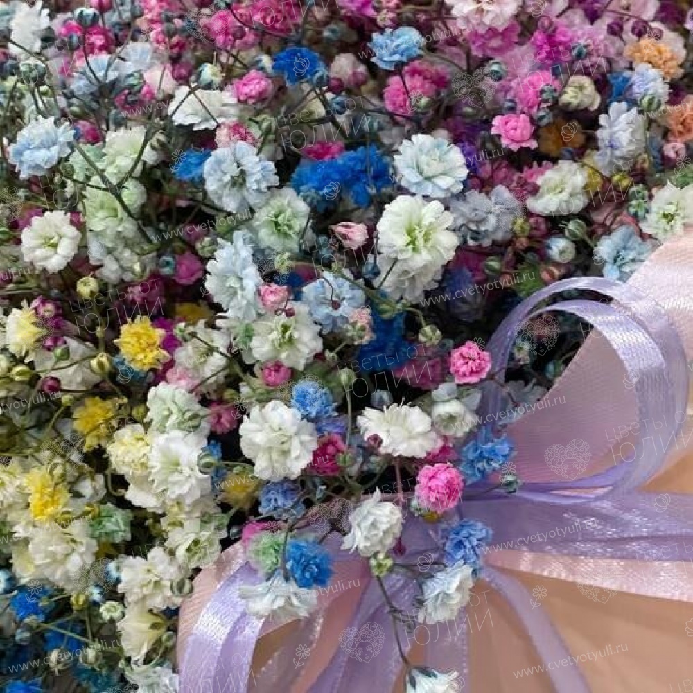 Коробка из радужной гипсофилы