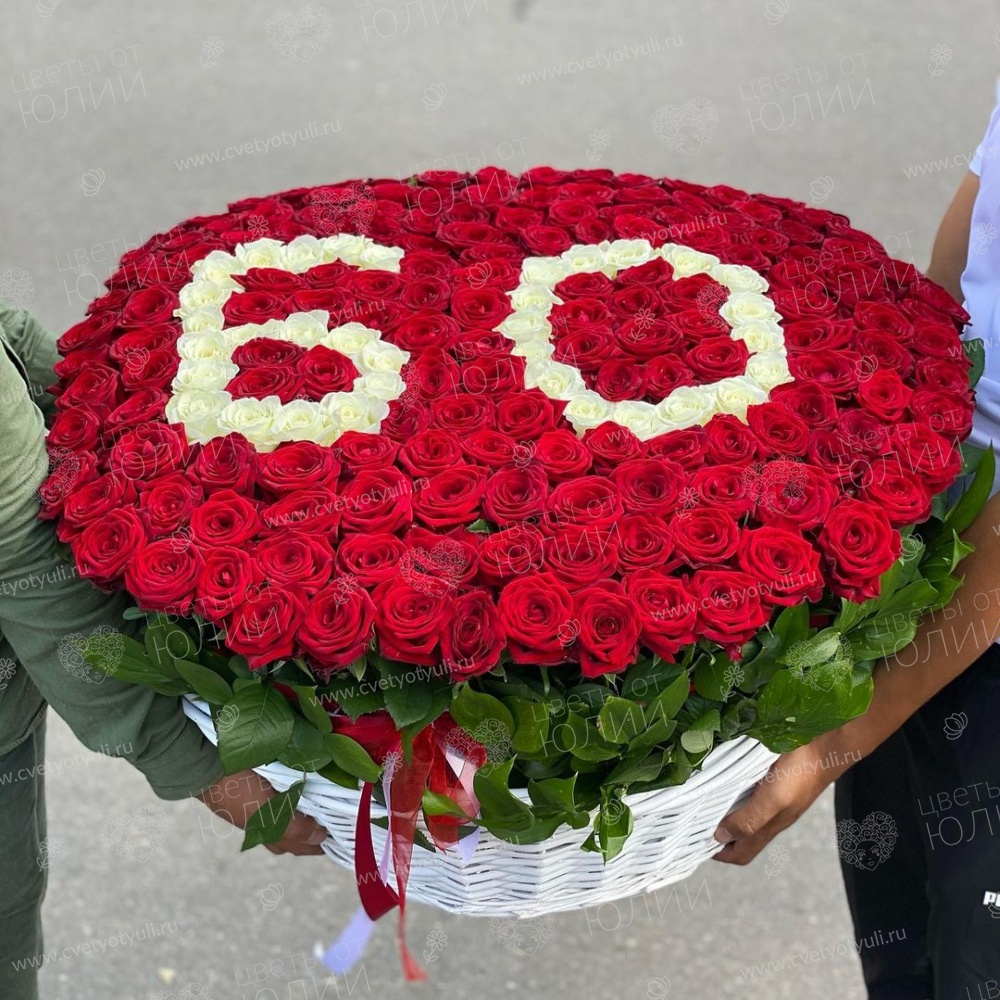 Корзина из 201 розы Юбилей