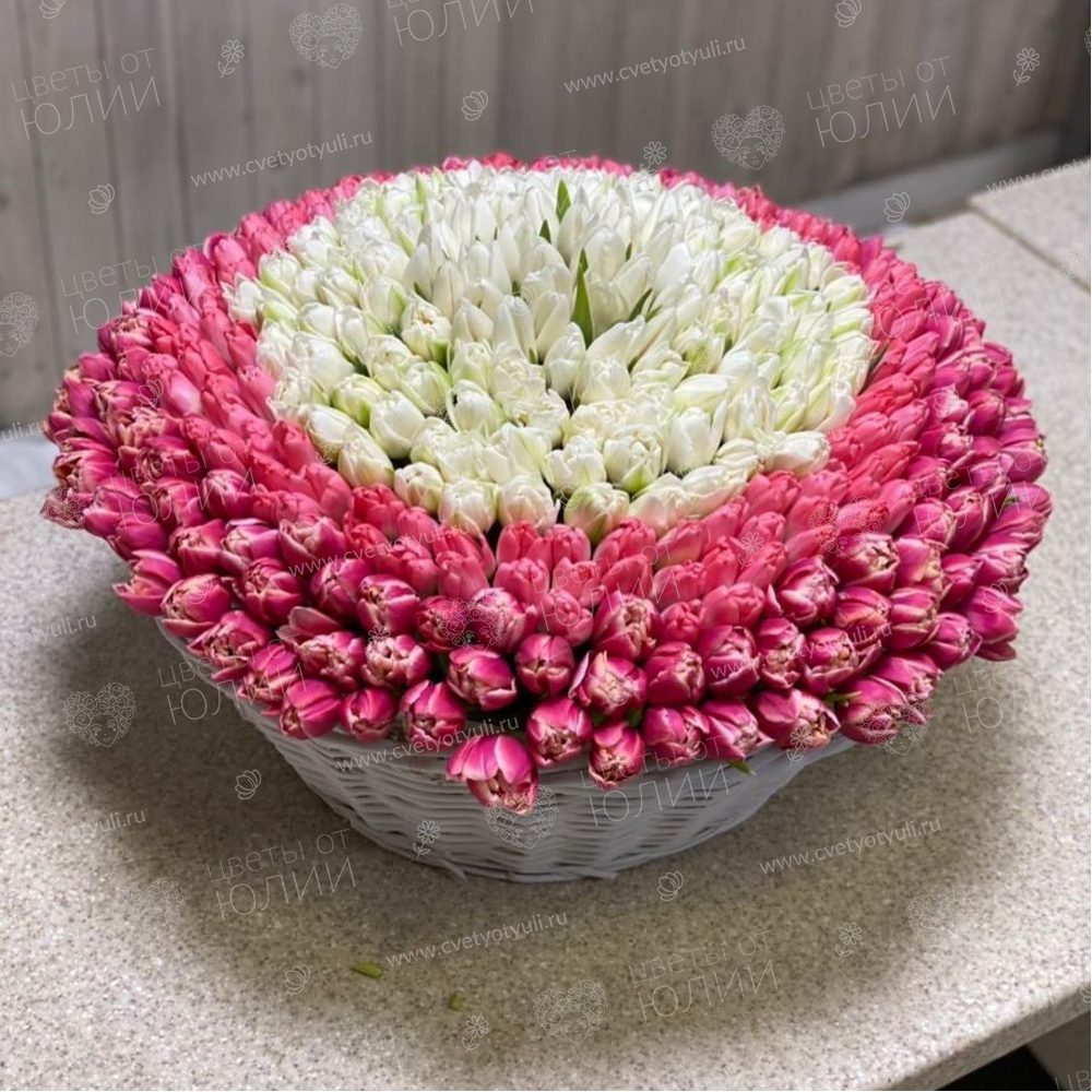 Корзина из 301 тюльпана