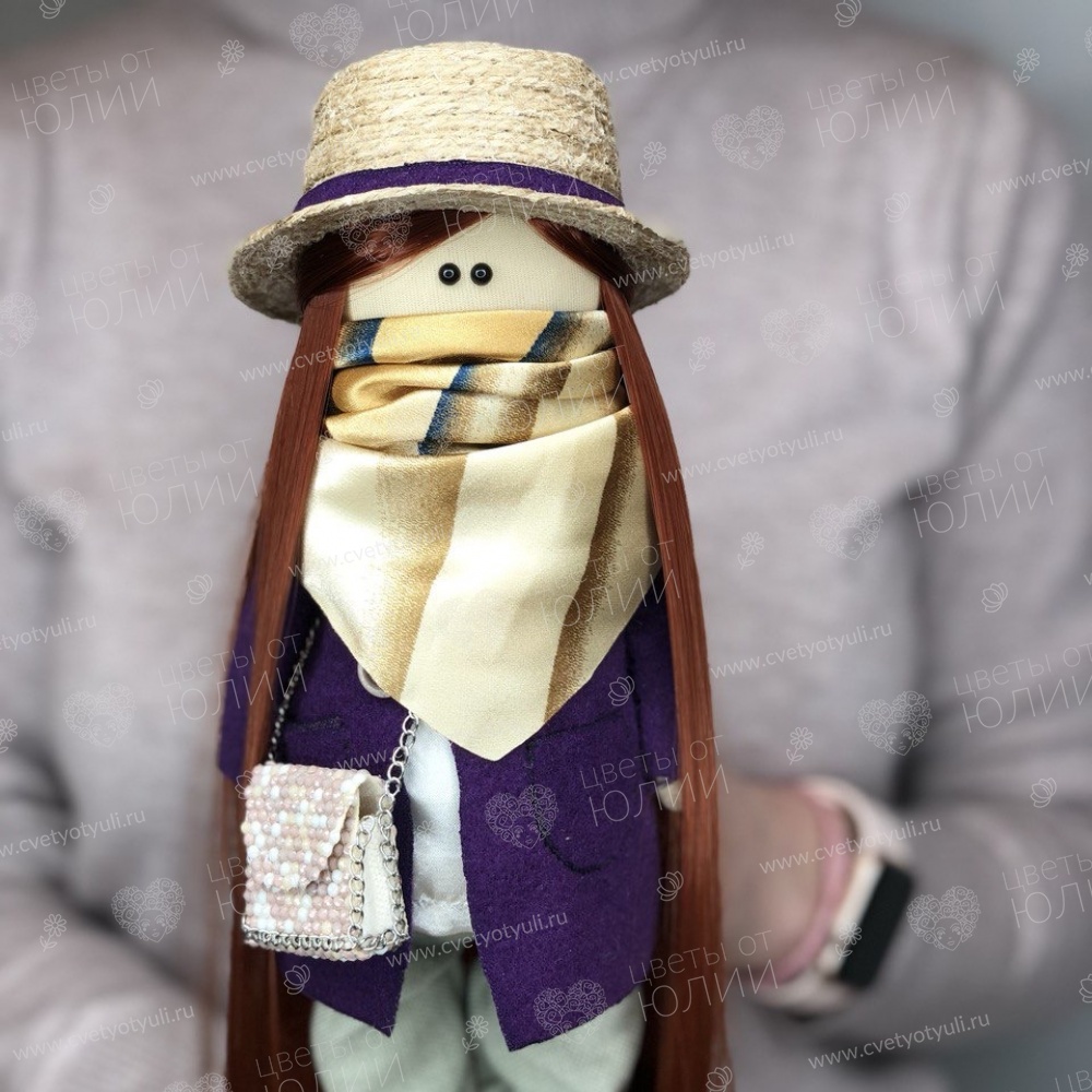 Кукла-тильда ручной работы "Девочка в шляпе"