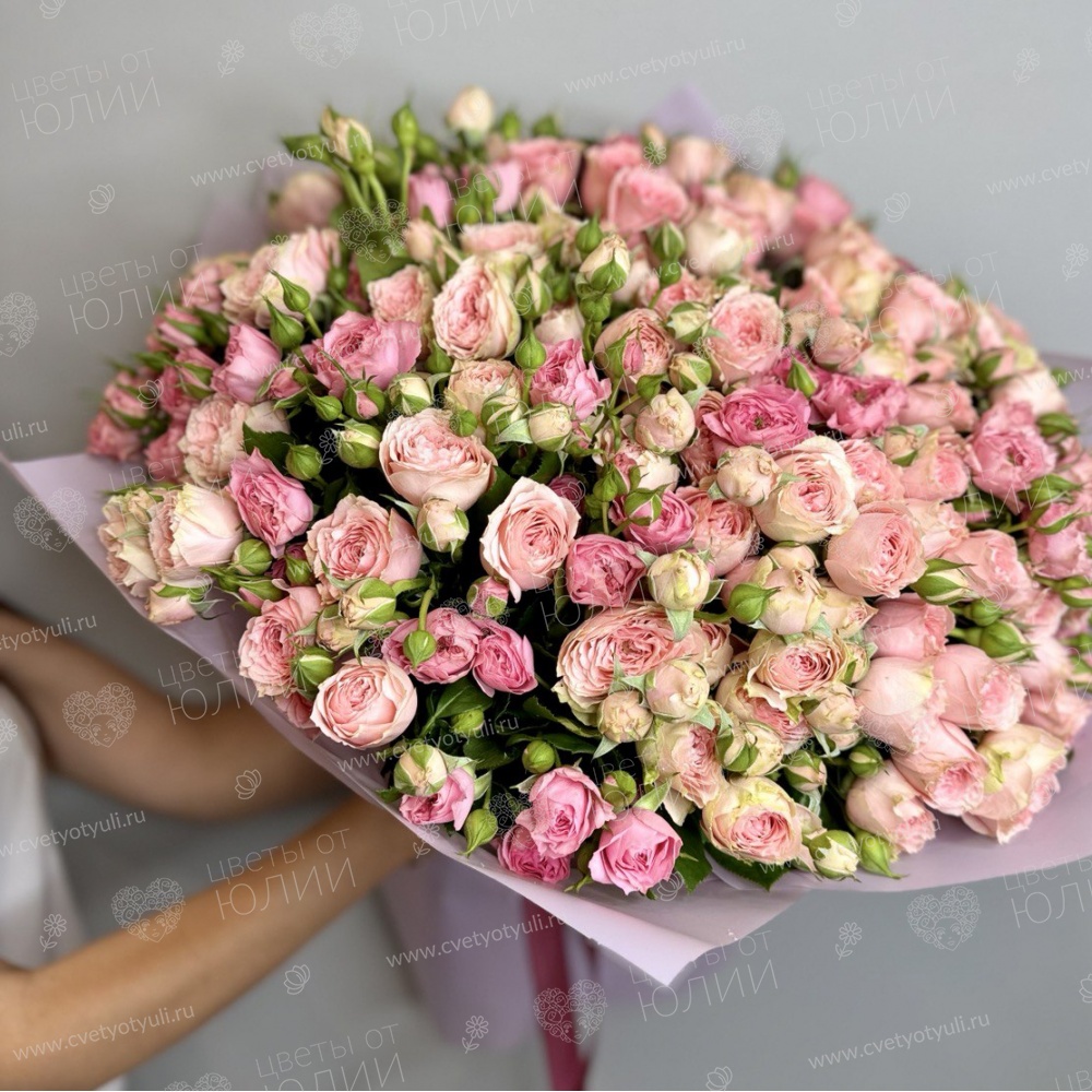 Букет из 39 розы кустовой пионовидной 70 см