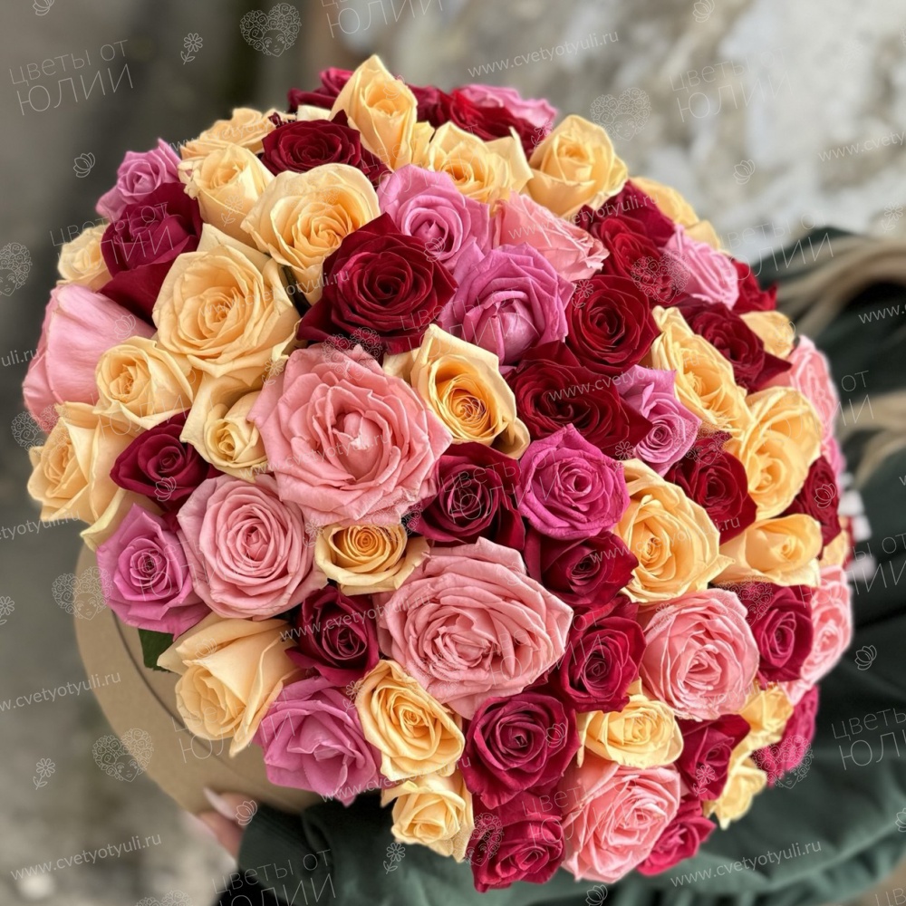 Коробка из 101 розы Микс