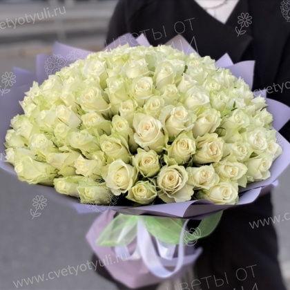 Букет 101 белая роза Кения