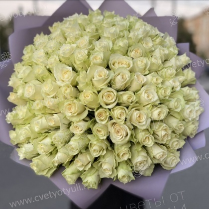 Букет 101 белая роза Кения