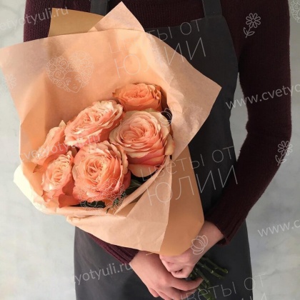 Букет 7 оранжевых роз 50 см