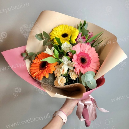 Букет гербер и роз Загадка