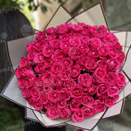 Букет из 101 розовой розы 50 см