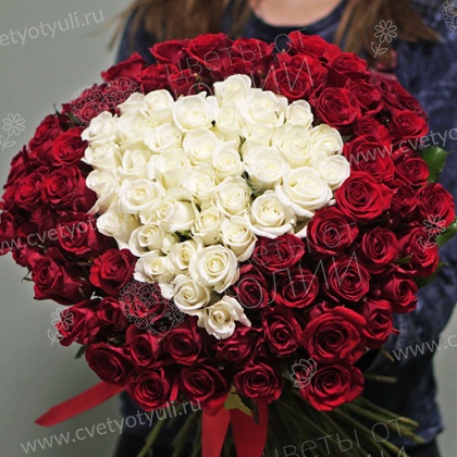 Букет из 101 розы Сердце 50 см