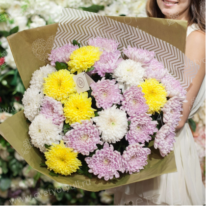 Букет из 25 одноголовых хризантем
