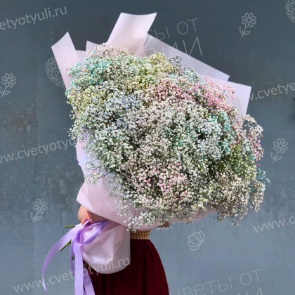 Букет из 51 радужной гипсофилы
