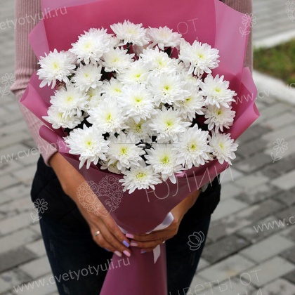 Букет из 9 хризантем Снежинка