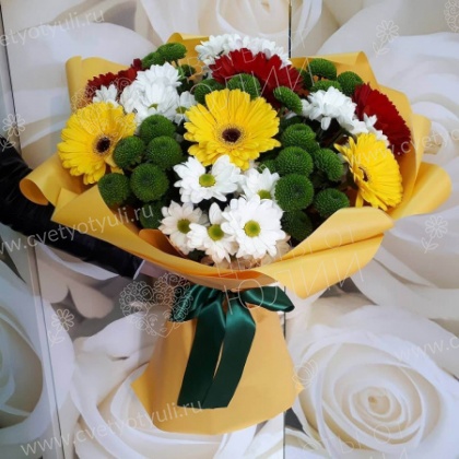 Букет из гербер и хризантем Вечная любовь