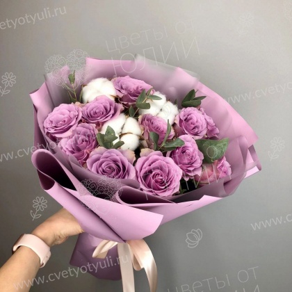 Букет нежные розочки с хлопком