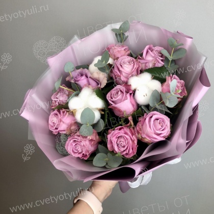 Букет нежные розочки с хлопком