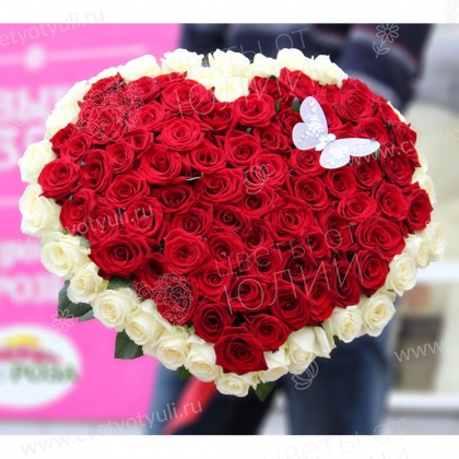 Букет Сердце из 101 розы 60 см