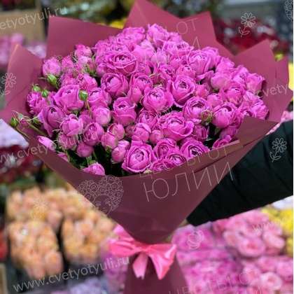 Букет из 15 пионовидных роз Мисс Баблз