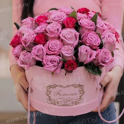 Коробка из 51 розы Карамель