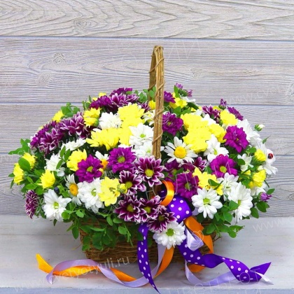 Корзина из 15 хризантем Созвучие