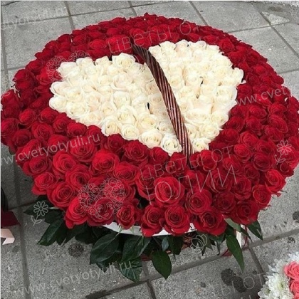 Корзина из 201 розы Сердце
