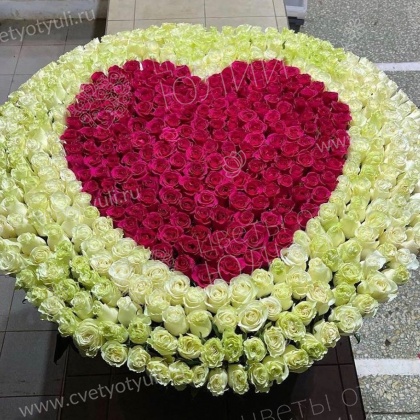 Корзина из 501 розы Сердце